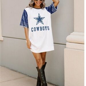 Women's Blue and White Cowboys Midi Dress